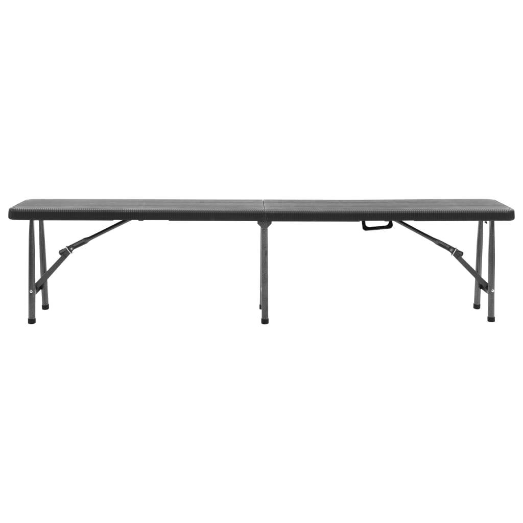 vidaXL Klappbare Gartenbänke 2 Stk. 180 cm HDPE Schwarz