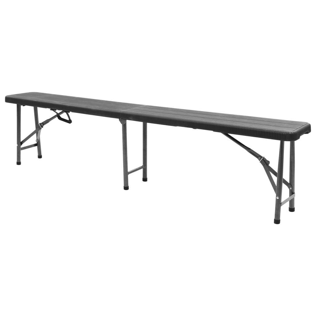 vidaXL Klappbare Gartenbänke 2 Stk. 180 cm HDPE Schwarz