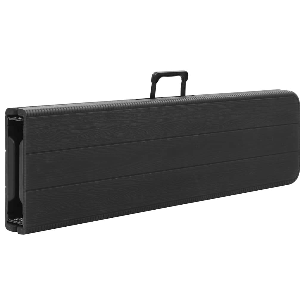 vidaXL Klappbare Gartenbänke 2 Stk. 180 cm HDPE Schwarz