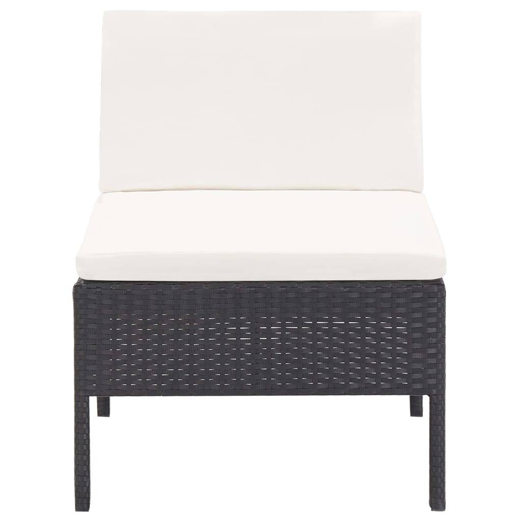 vidaXL 5-tlg. Garten-Sofagarnitur mit Auflagen Poly Rattan Schwarz