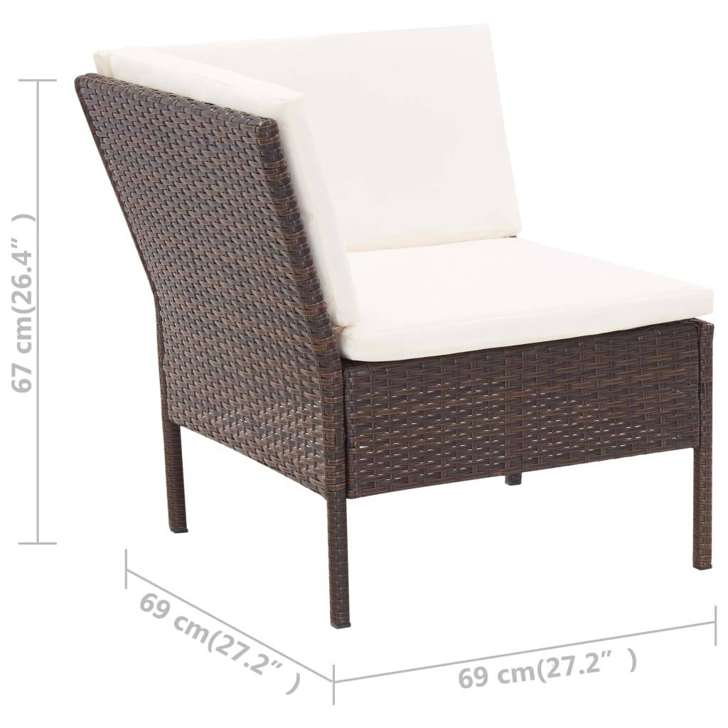 vidaXL 6-tlg. Garten-Lounge-Set mit Auflagen Poly Rattan Braun