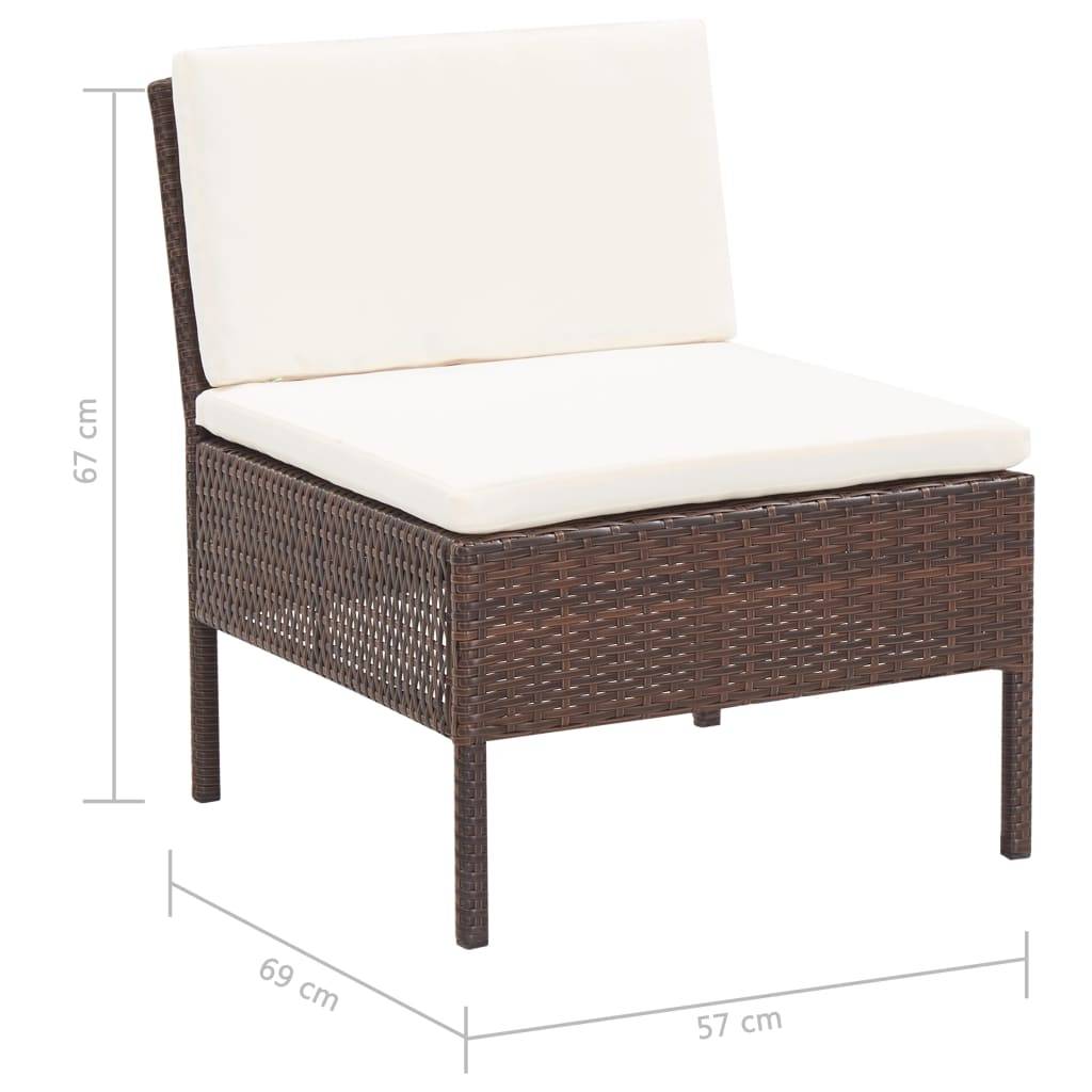 vidaXL 8-tlg. Garten-Lounge-Set mit Auflagen Poly Rattan Braun