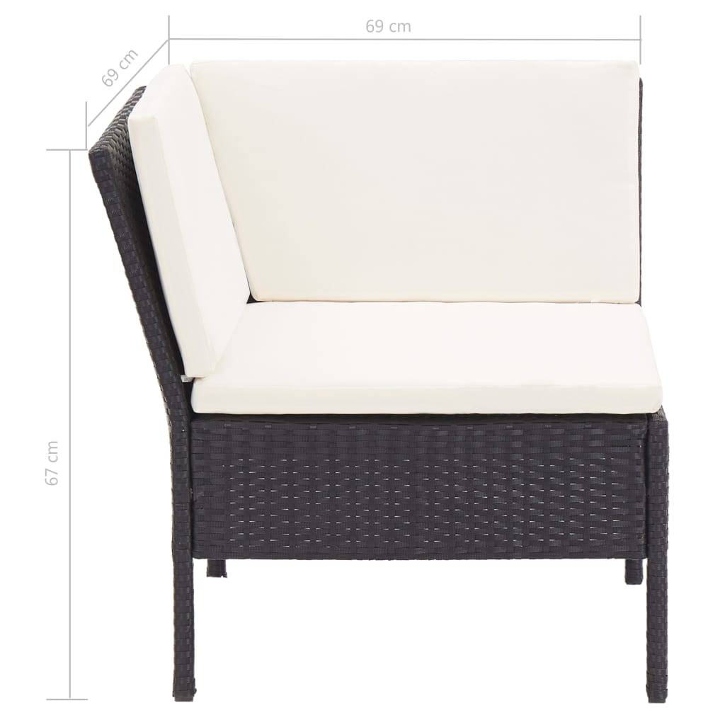 vidaXL 8-tlg. Garten-Lounge-Set mit Auflagen Poly Rattan Schwarz