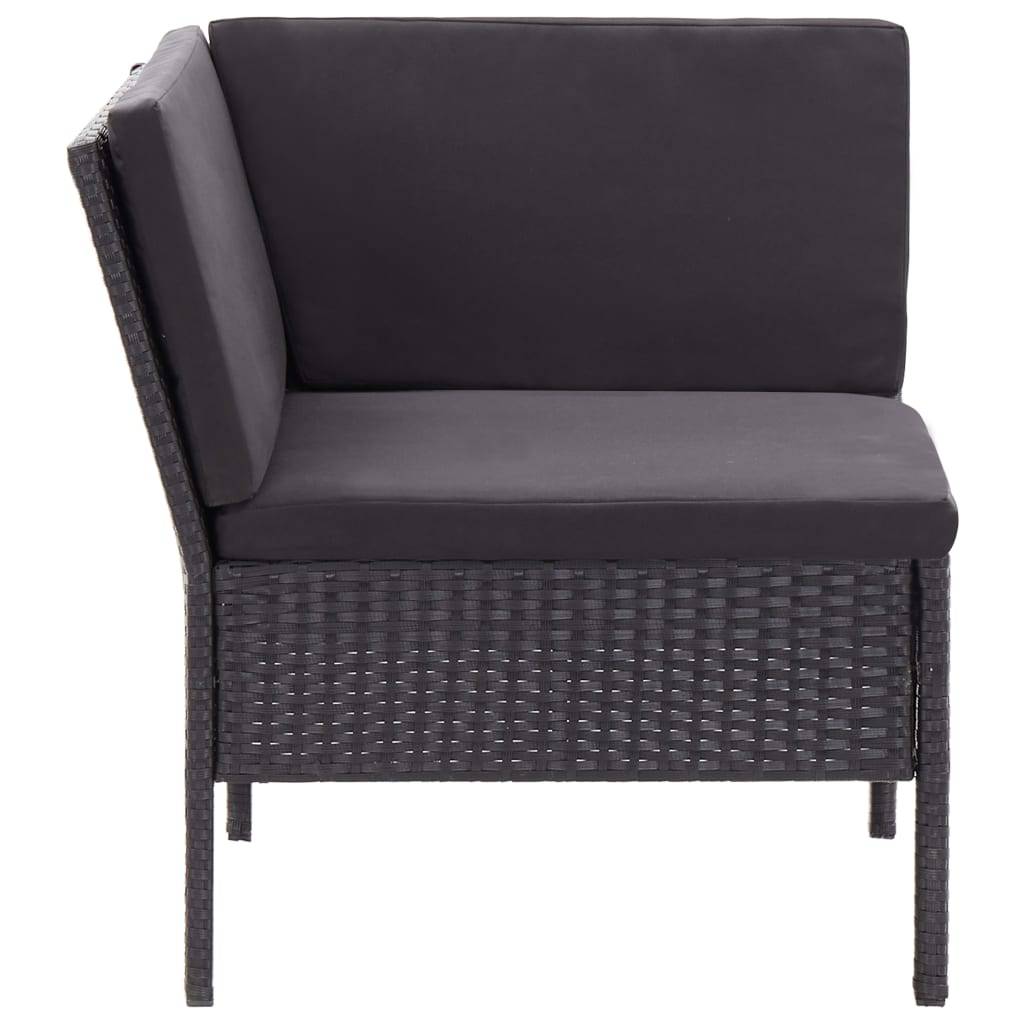 vidaXL 3-tlg. Garten-Lounge-Set mit Auflagen Poly Rattan Schwarz
