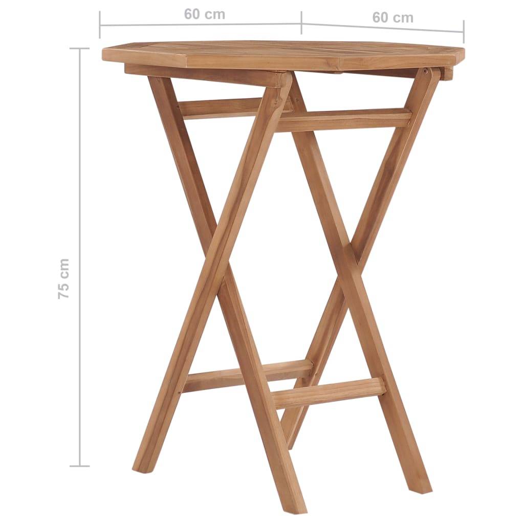 vidaXL Klappbarer Gartentisch 60×60×75 cm Teak Massivholz