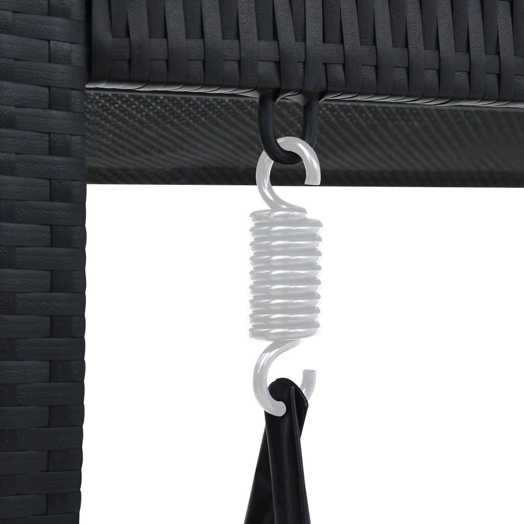 vidaXL Hollywoodschaukel 3-Sitzer mit Dach Poly Rattan Schwarz