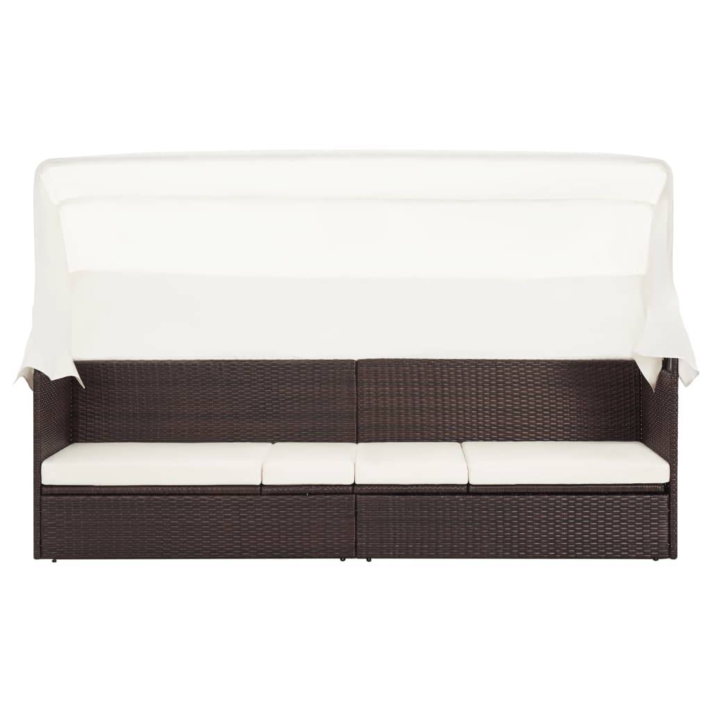 vidaXL Gartensofa mit Sonnendach Poly Rattan Braun