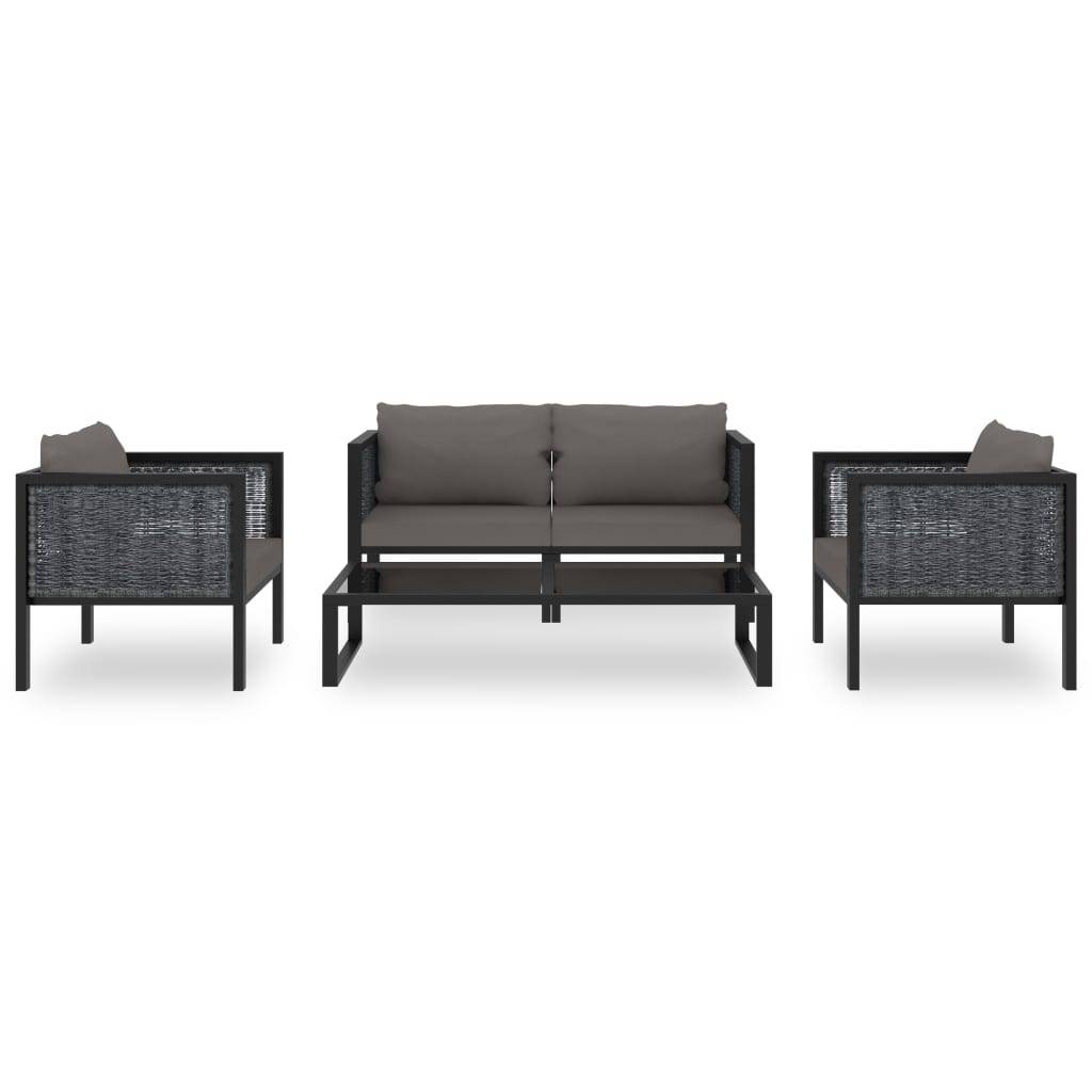 vidaXL 5-tlg. Garten-Lounge-Set mit Auflagen Poly Rattan Anthrazit