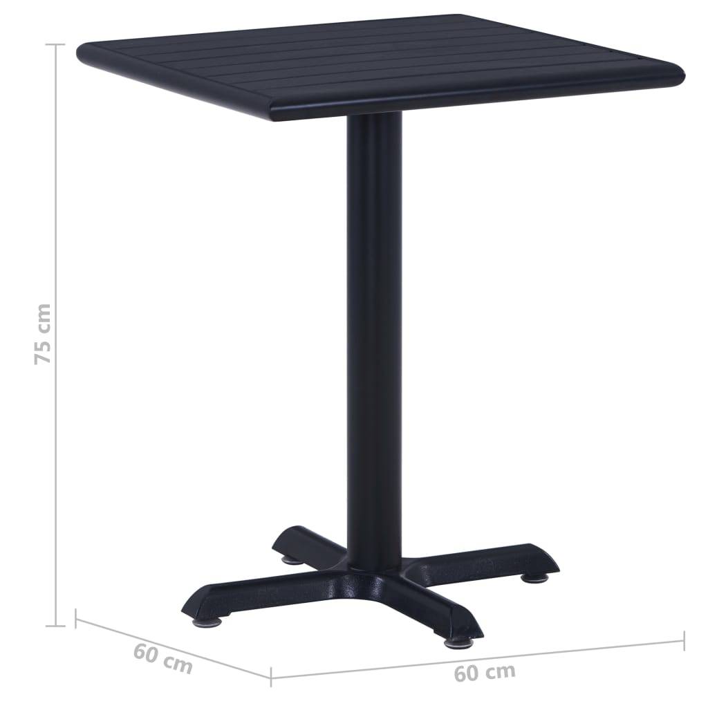 vidaXL Gartentisch Schwarz 60x60x75 cm