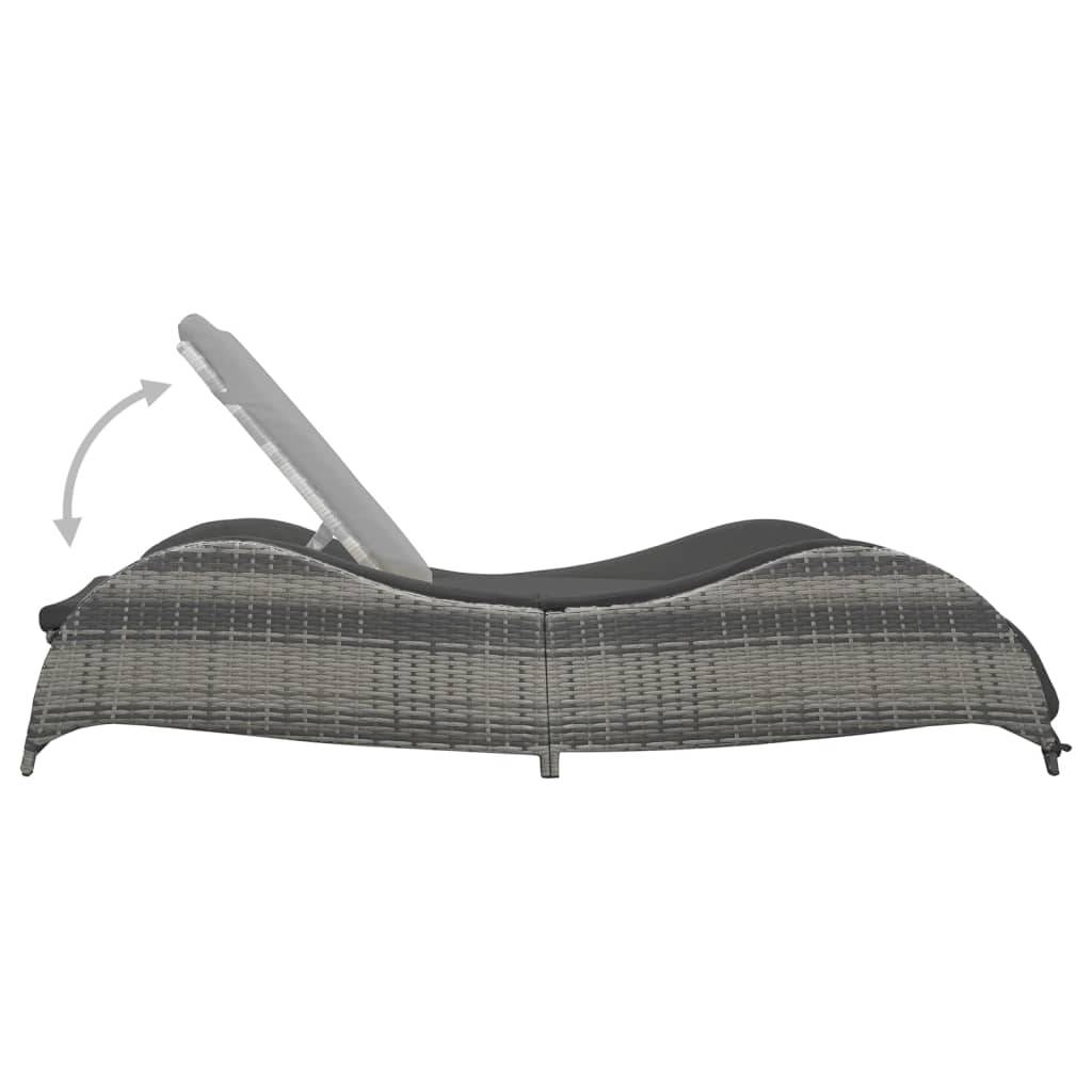 vidaXL Sonnenliege mit Auflage Poly Rattan Anthrazit