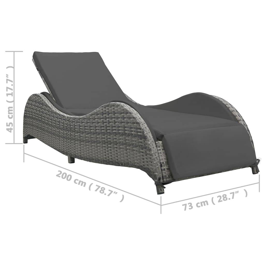 vidaXL Sonnenliege mit Auflage Poly Rattan Anthrazit