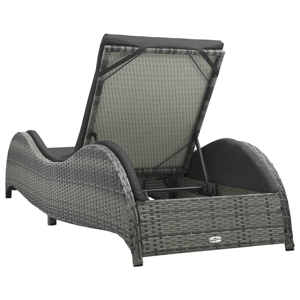 vidaXL Sonnenliege mit Auflage Poly Rattan Anthrazit