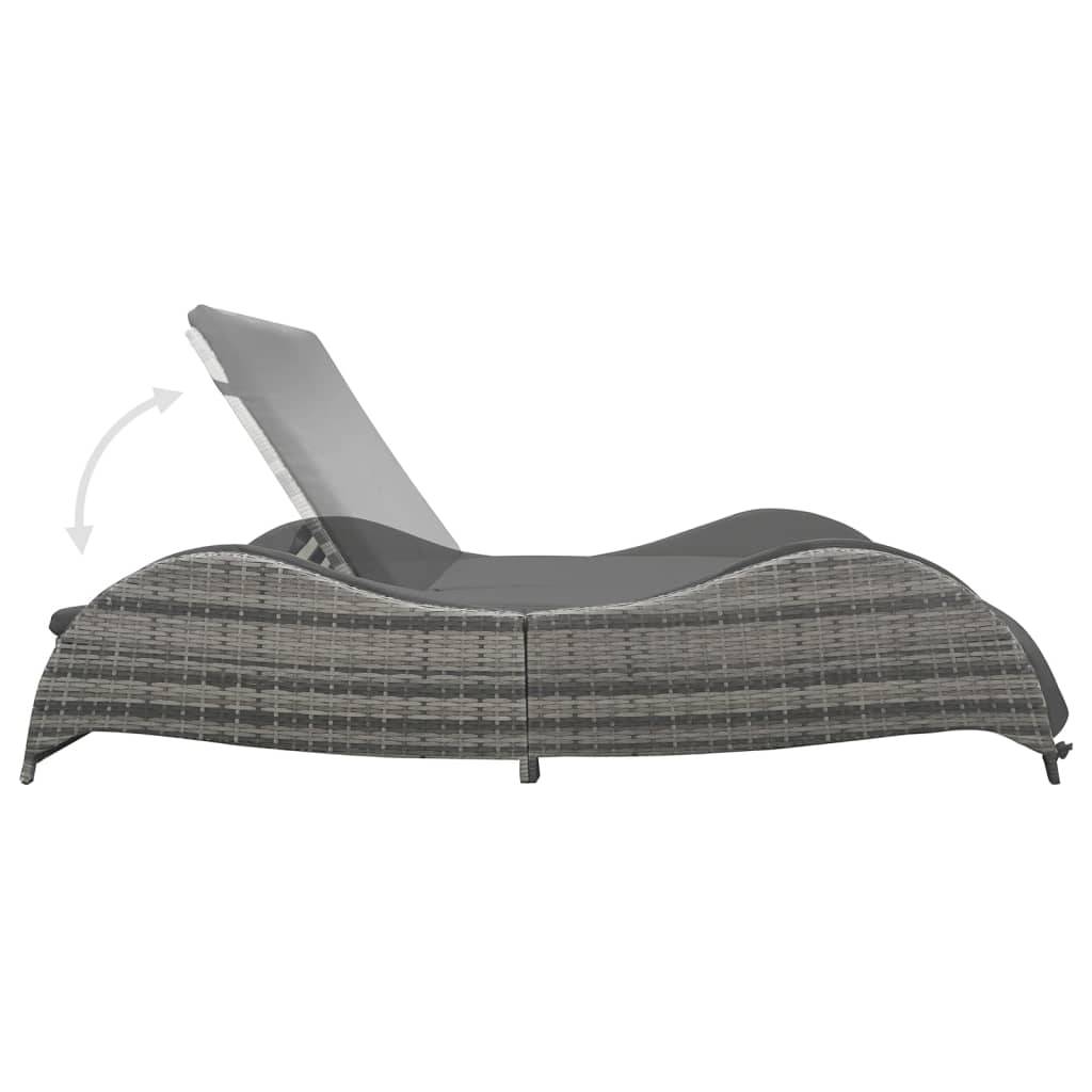 vidaXL Doppel-Sonnenliege mit Auflage Poly Rattan Anthrazit
