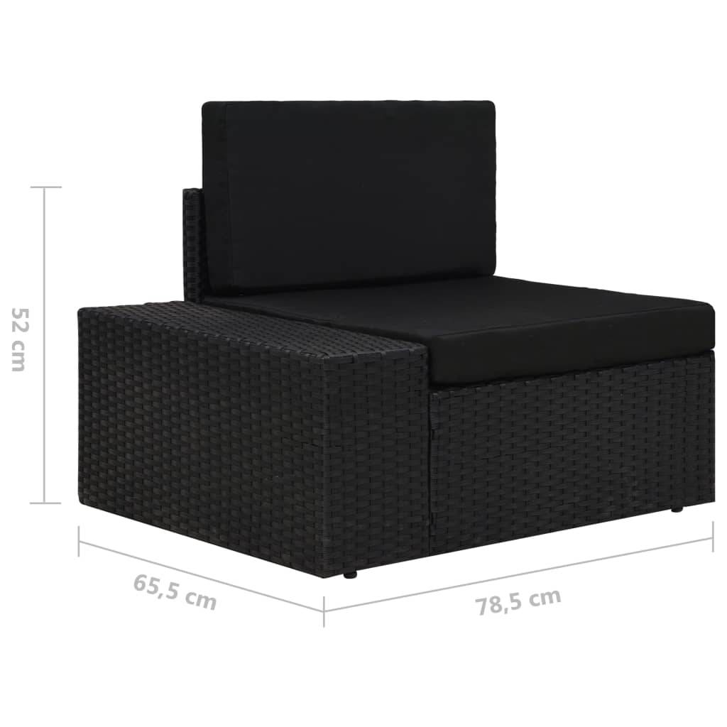 vidaXL Modulares Sofa-Eckteil mit Armlehne (rechts) Poly Rattan Schwarz