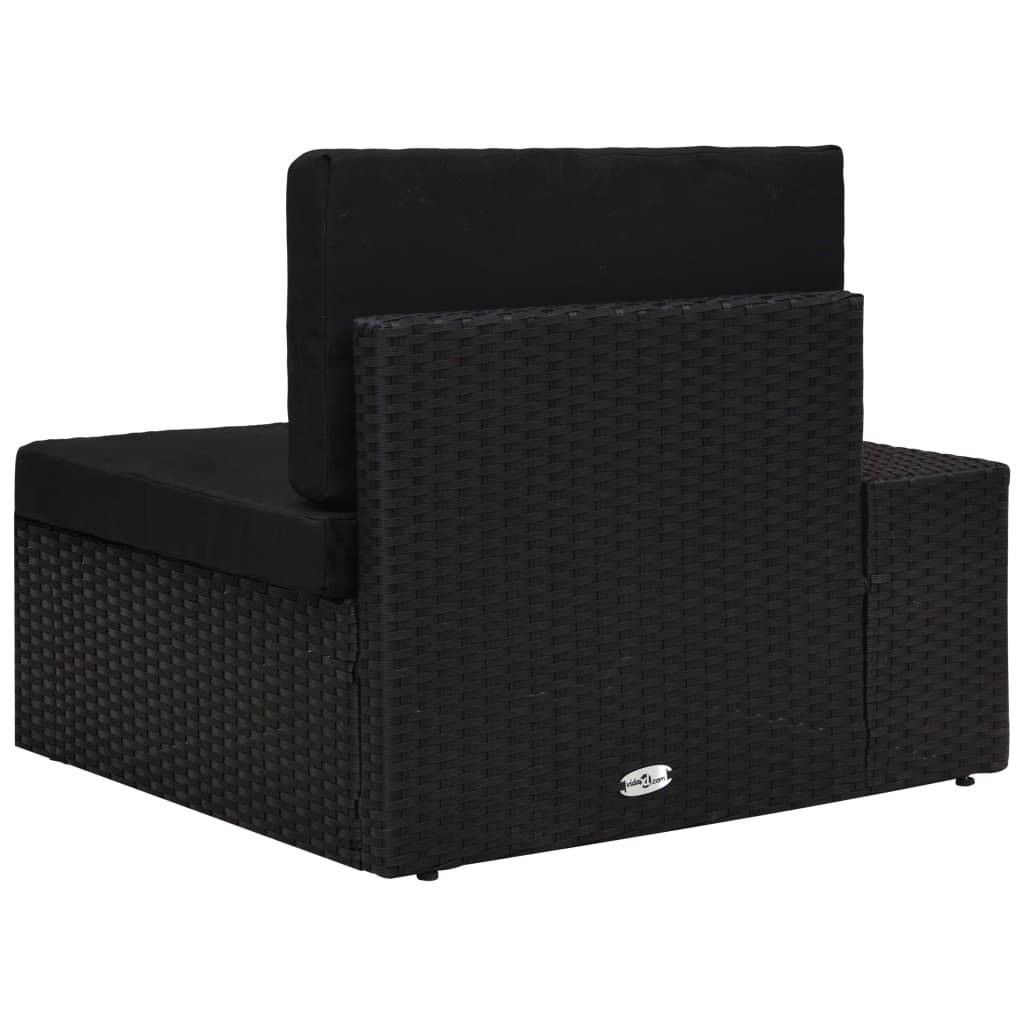 vidaXL Modulares Sofa-Eckteil mit Armlehne (rechts) Poly Rattan Schwarz