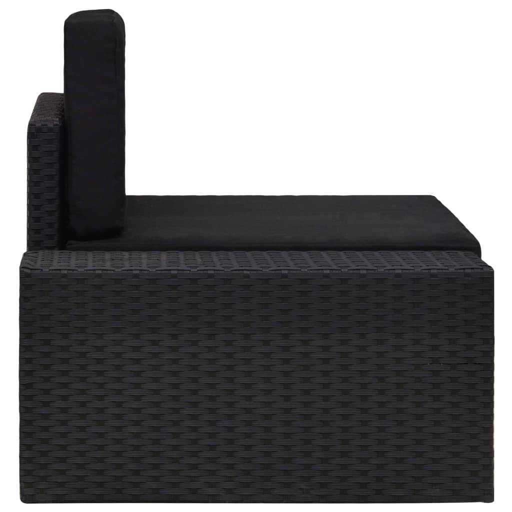 vidaXL Modulares Sofa-Eckteil mit Armlehne (rechts) Poly Rattan Schwarz