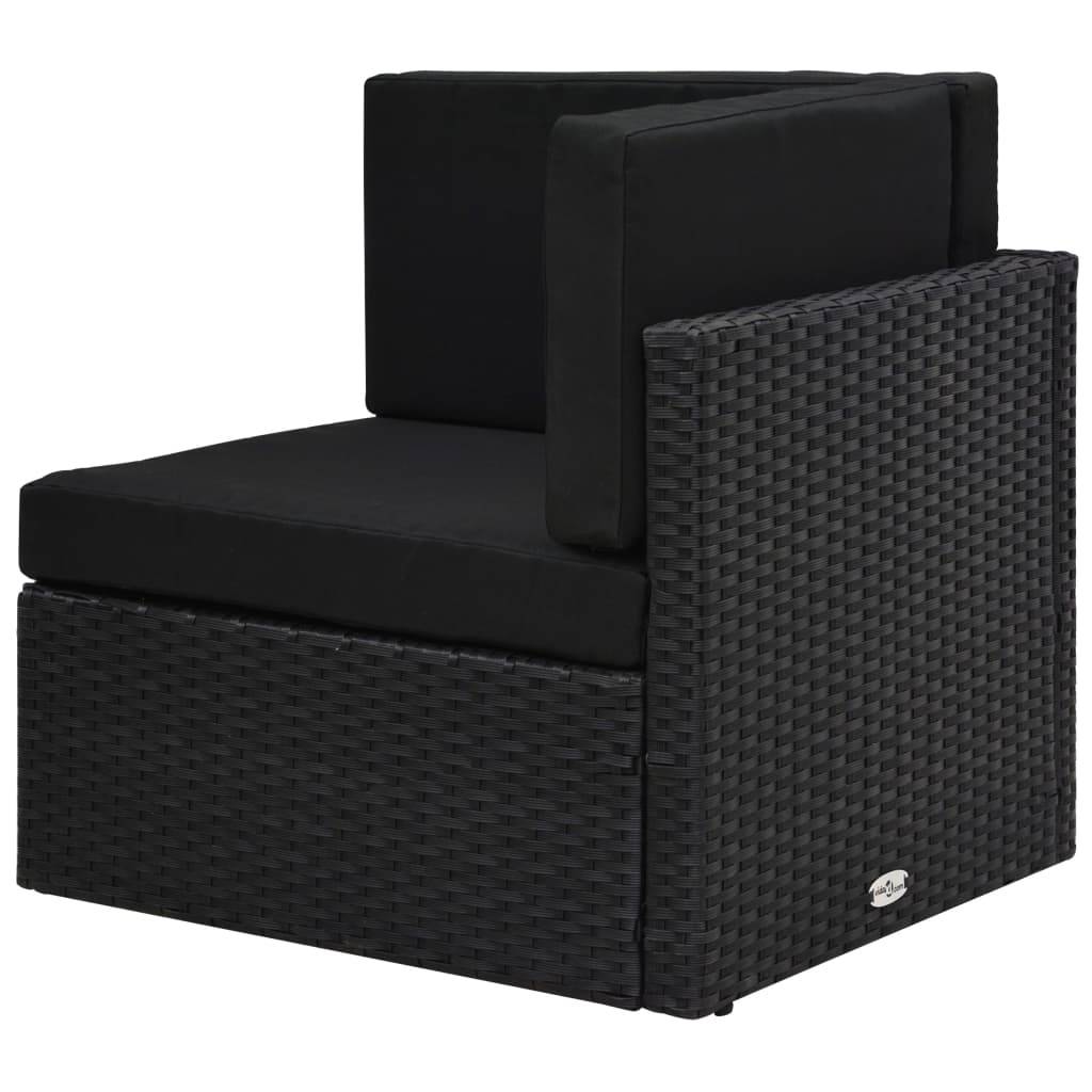 vidaXL Modulares Sofa-Eckteil Poly Rattan Schwarz