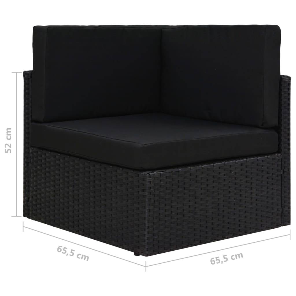 vidaXL Modulares Sofa-Eckteil Poly Rattan Schwarz