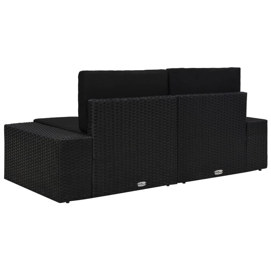 vidaXL Modulares 2-Sitzer-Sofa Poly Rattan Schwarz