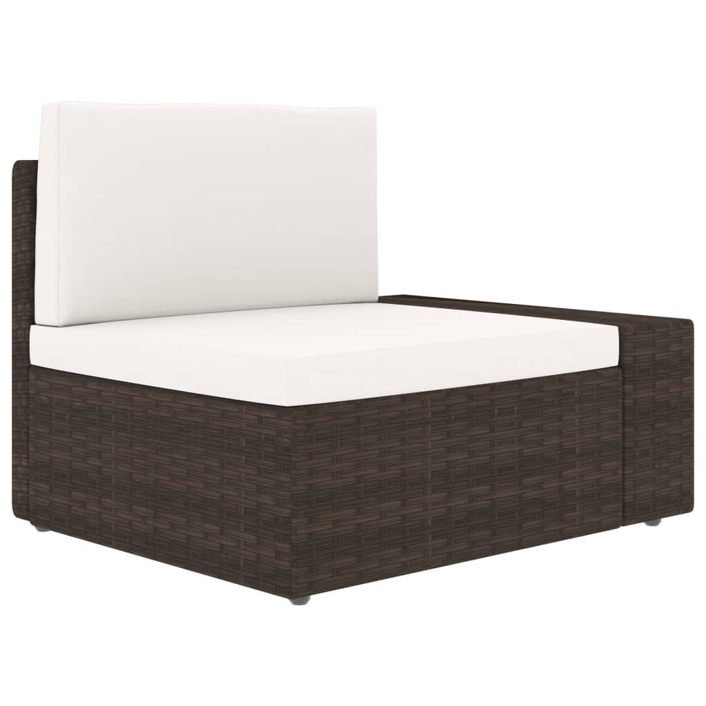 vidaXL 5-tlg. Garten-Lounge-Set mit Kissen Braun Poly Rattan