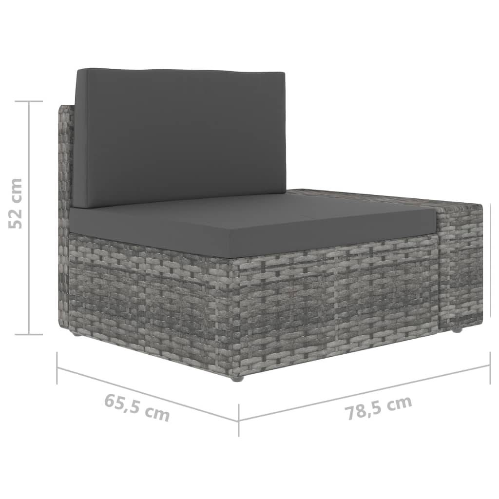 vidaXL Modulares 3-Sitzer-Sofa Poly Rattan Grau