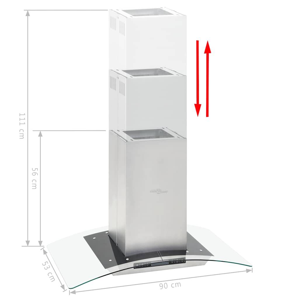 vidaXL Insel-Dunstabzugshaube 90 cm LCD Touch-Sensor 756 m³/h LED