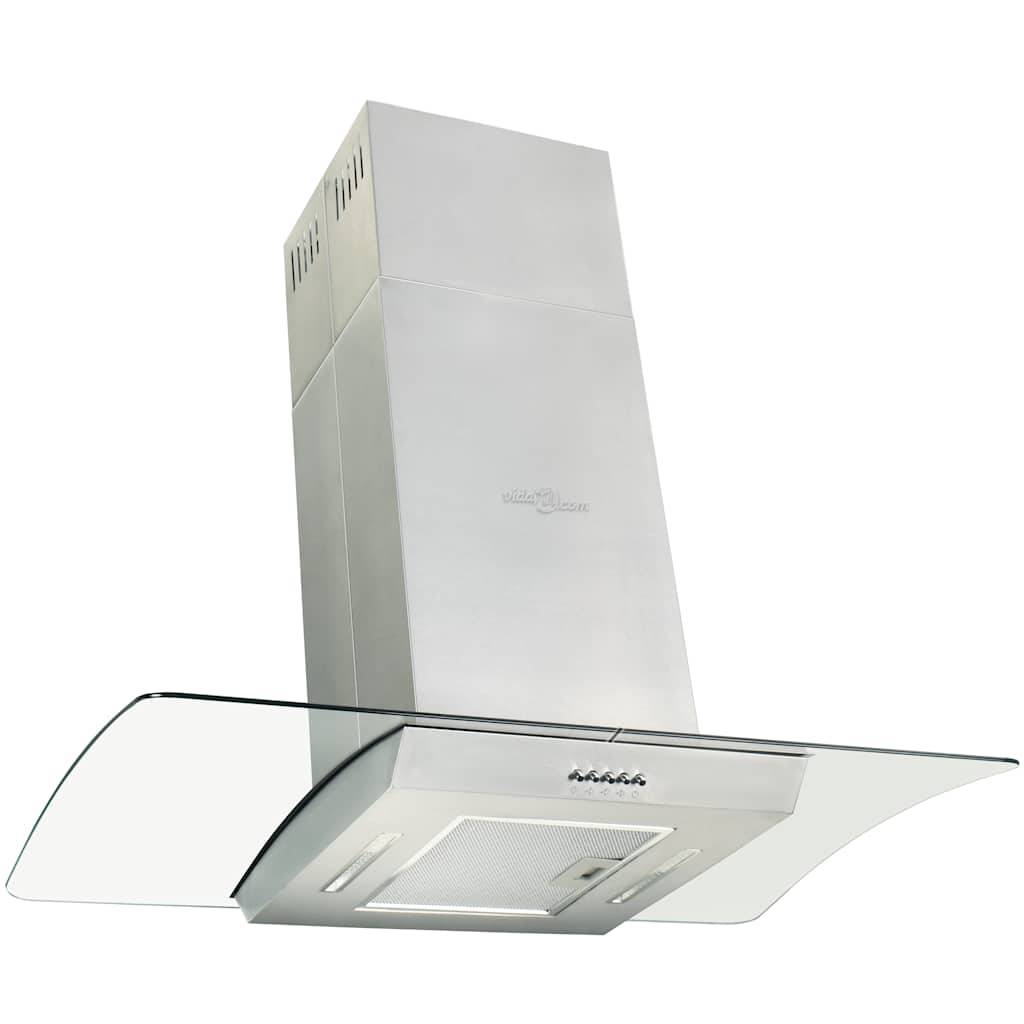 vidaXL Insel-Dunstabzugshaube 90 cm Edelstahl 756 m³/h LED
