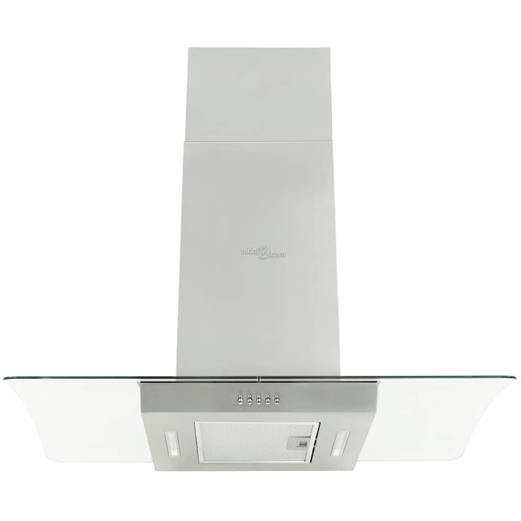 vidaXL Insel-Dunstabzugshaube 90 cm Edelstahl 756 m³/h LED