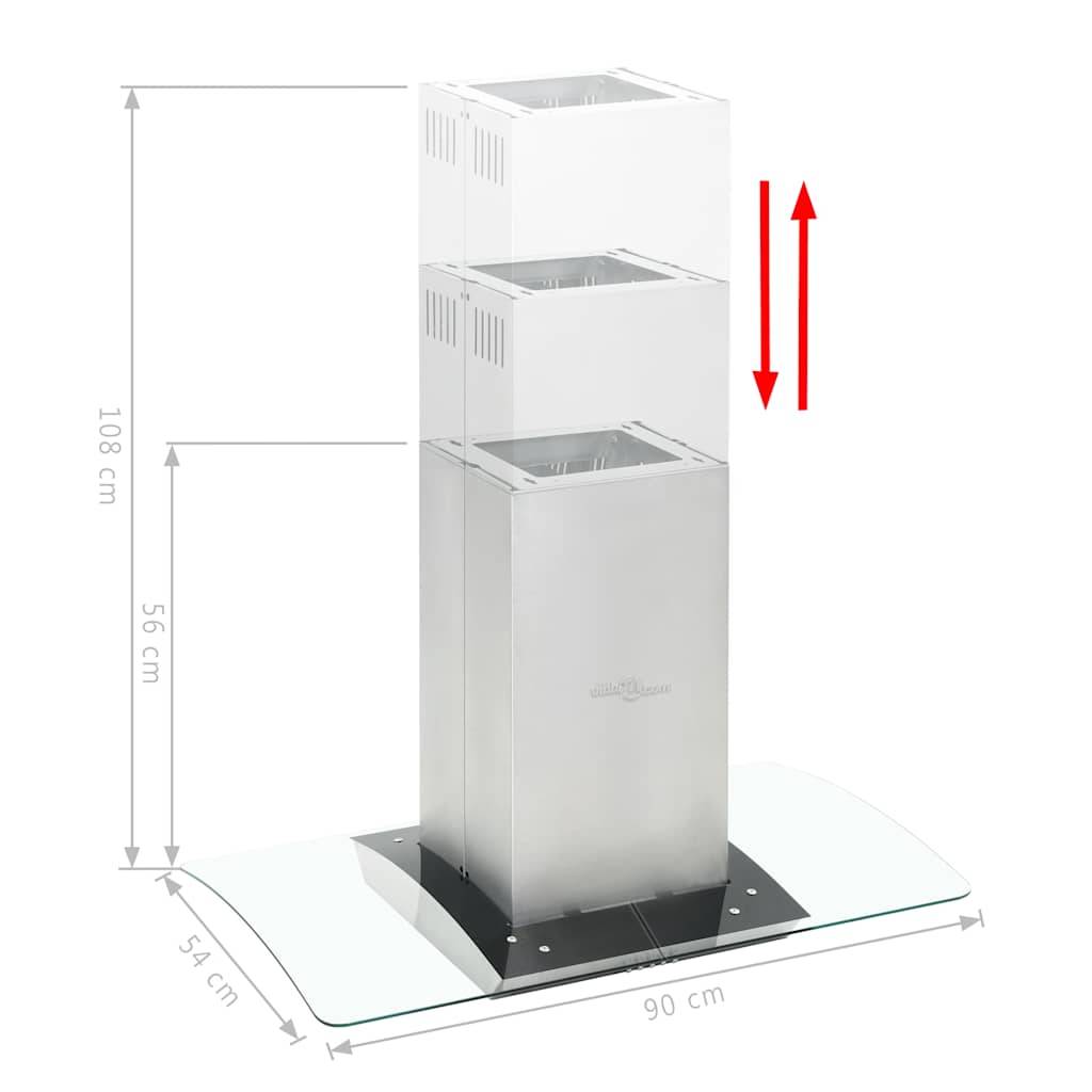 vidaXL Insel-Dunstabzugshaube 90 cm Edelstahl 756 m³/h LED