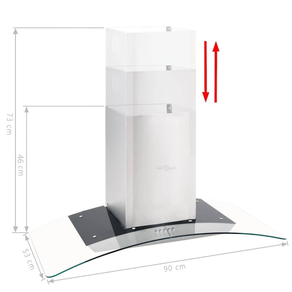 vidaXL Wandmontierte Dunstabzugshaube 90 cm Edelstahl 756 m³/h LED