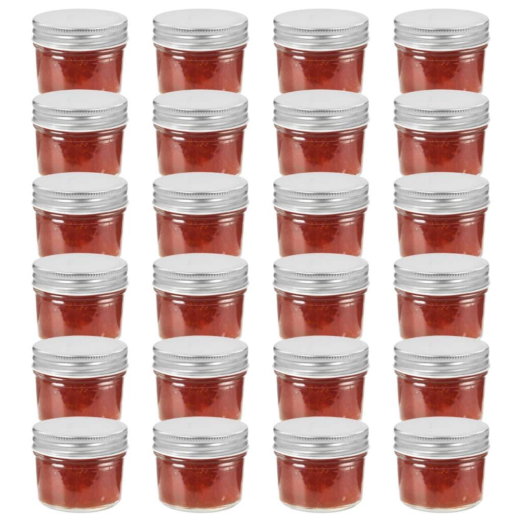 vidaXL Marmeladengläser mit Silbernen Deckeln 24 Stk. 110 ml