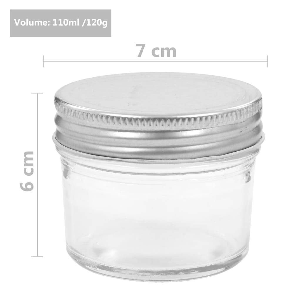vidaXL Marmeladengläser mit Silbernen Deckeln 24 Stk. 110 ml