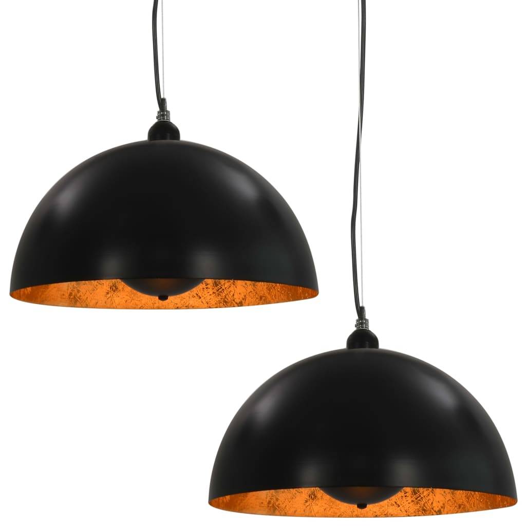 vidaXL Deckenleuchten 2 Stk. Schwarz und Gold Halbkugelförmig 40cm E27