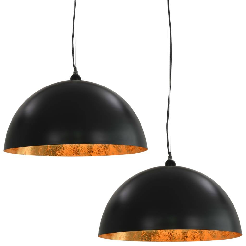 vidaXL Deckenleuchten 2 Stk. Schwarz und Gold Halbkugelförmig 50cm E27