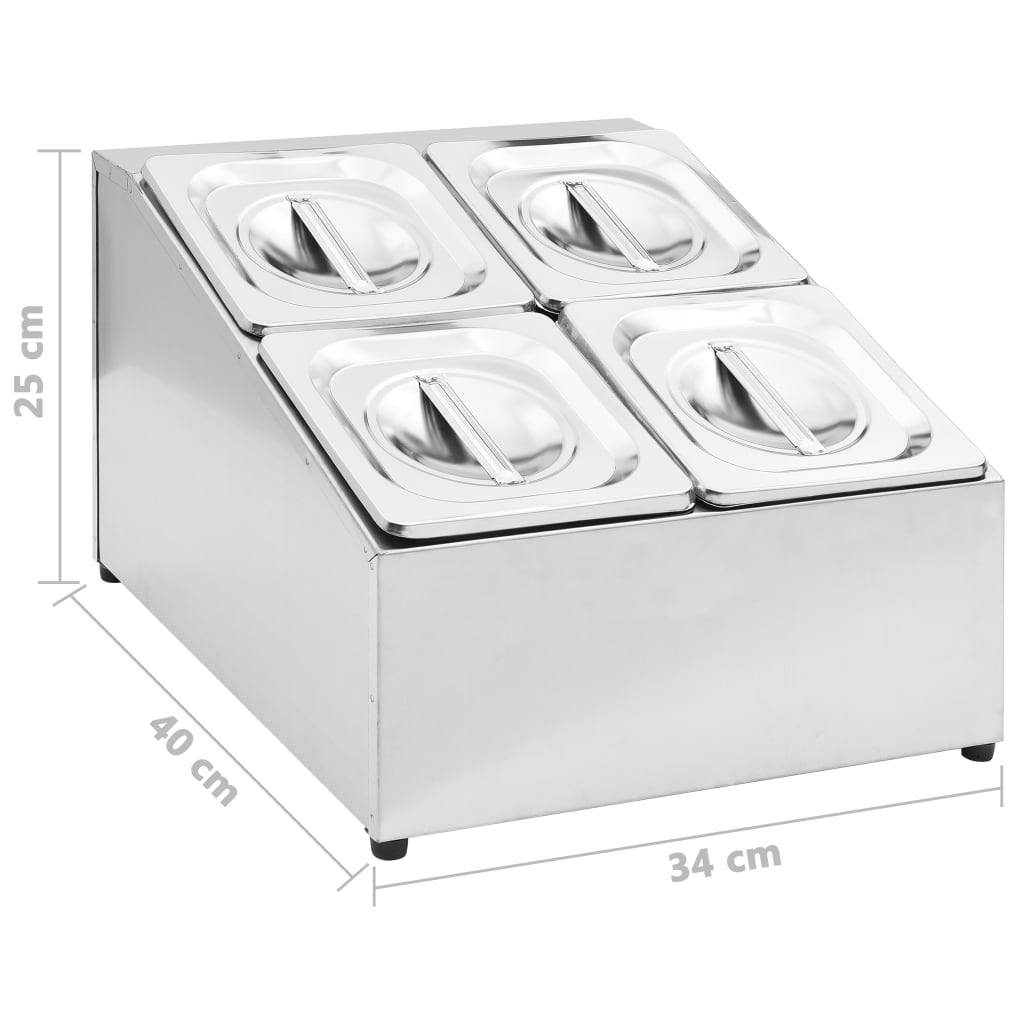 vidaXL Gastronorm-Ständer mit 4 GN 1/6 Behältern Edelstahl