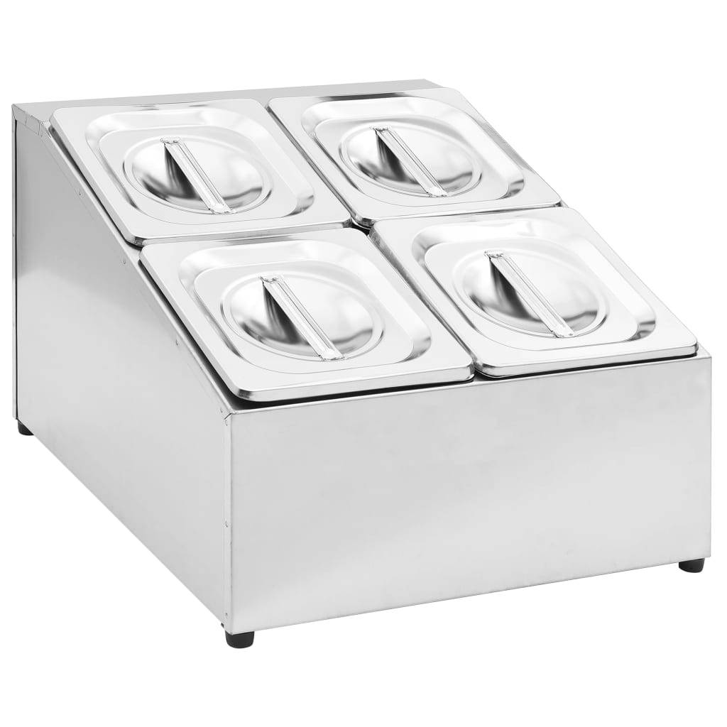vidaXL Gastronorm-Ständer mit 4 GN 1/6 Behältern Edelstahl