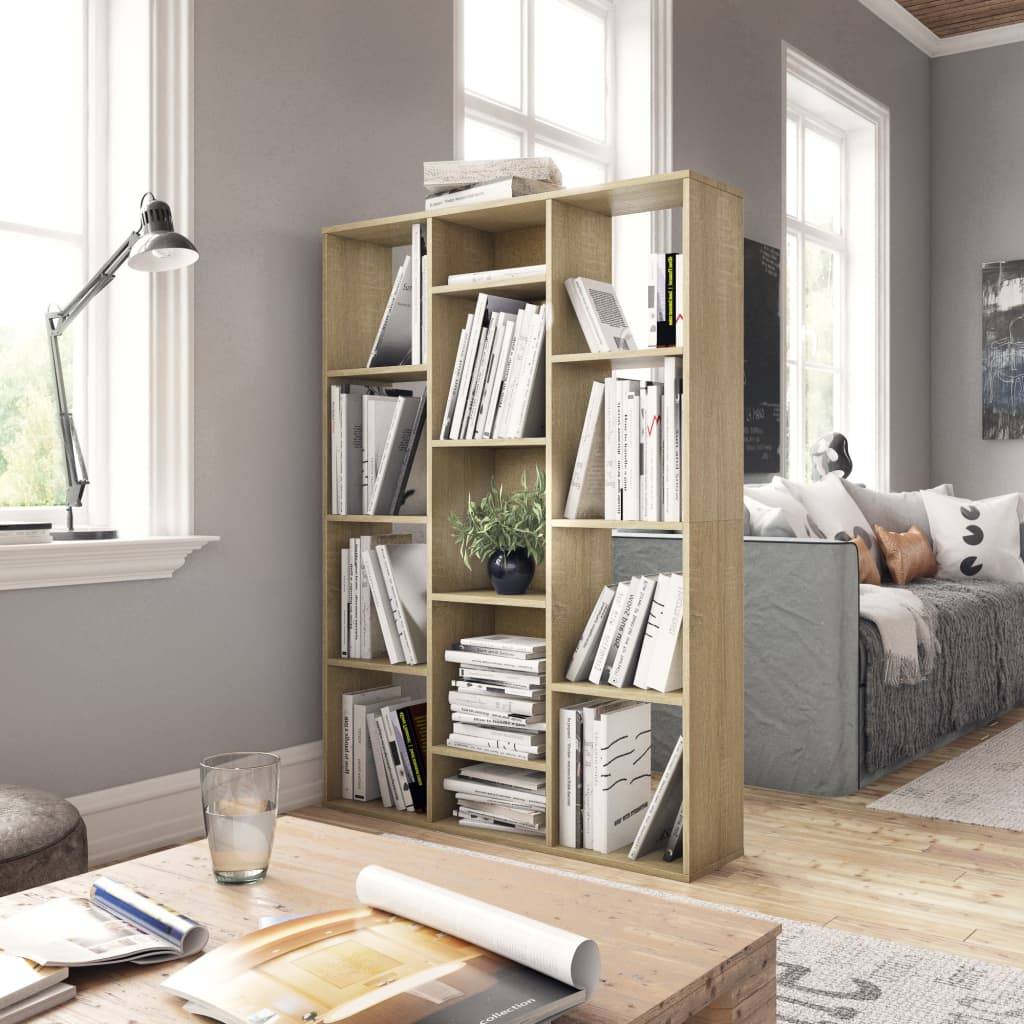 vidaXL Raumteiler/Bücherregal Sonoma-Eiche 100x24x140 cm Holzwerkstoff
