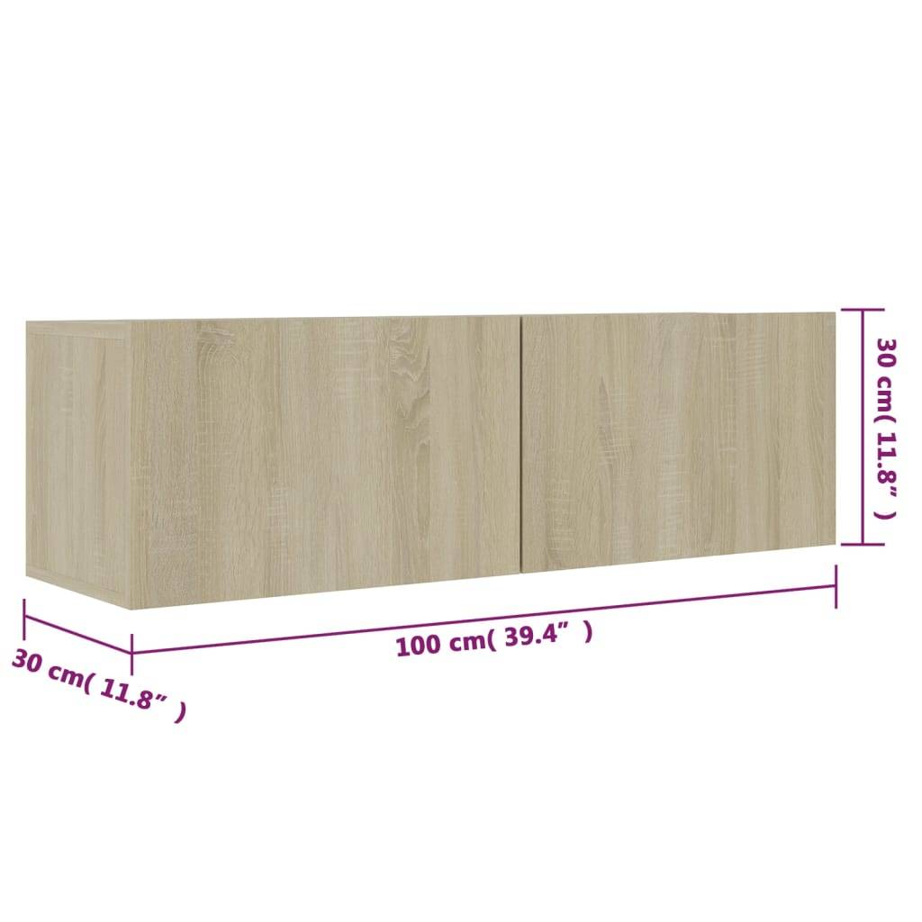 vidaXL TV-Schrank Sonoma-Eiche 100x30x30 cm Holzwerkstoff