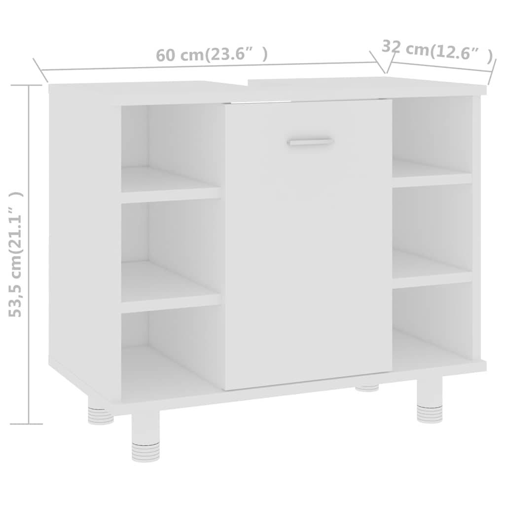 vidaXL Badezimmerschrank Weiß 60x32x53,5 cm Holzwerkstoff