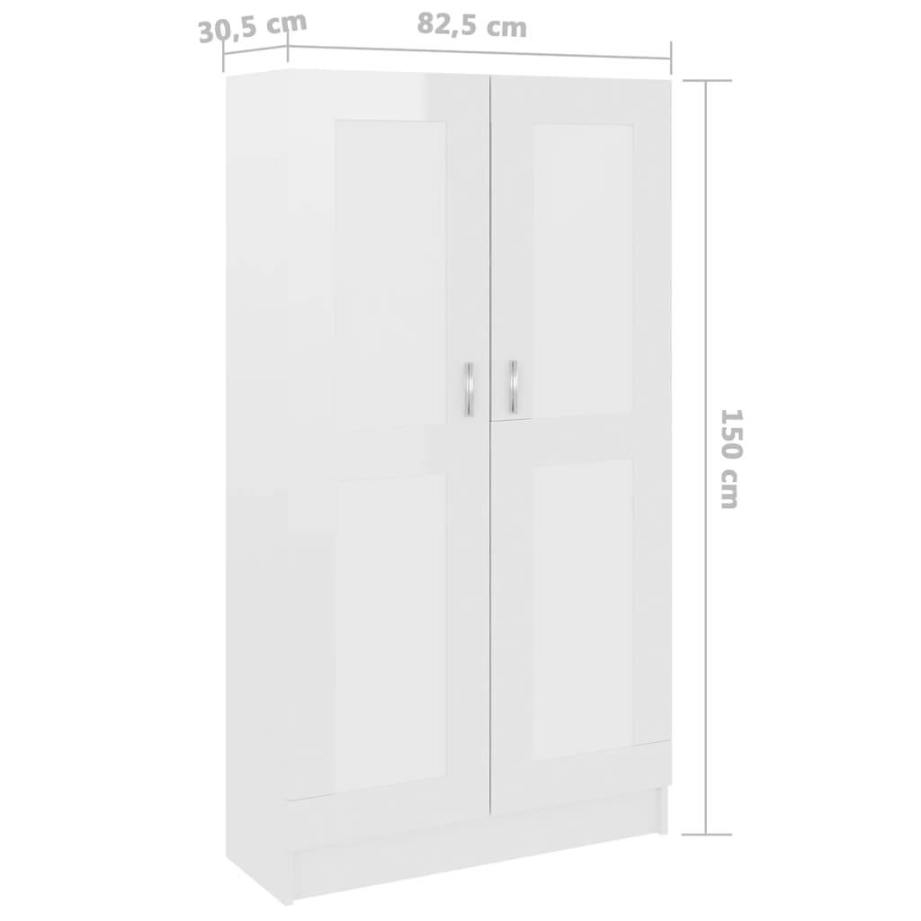 vidaXL Bücherschrank Hochglanz-Weiß 82,5x30,5x150 cm Holzwerkstoff