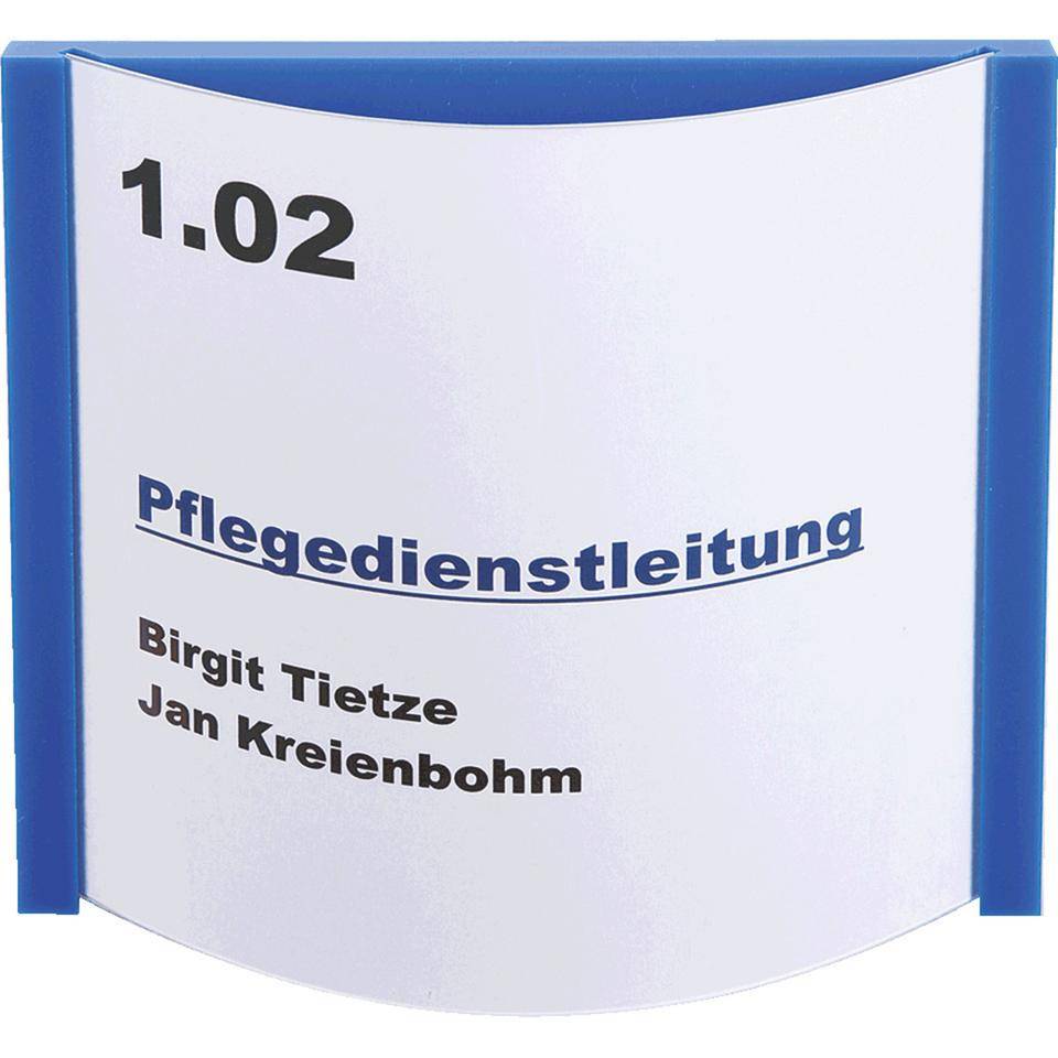 Türschild infoswing, blau, Acrylglasabdeckung, Einlegemaß: 150x150mm