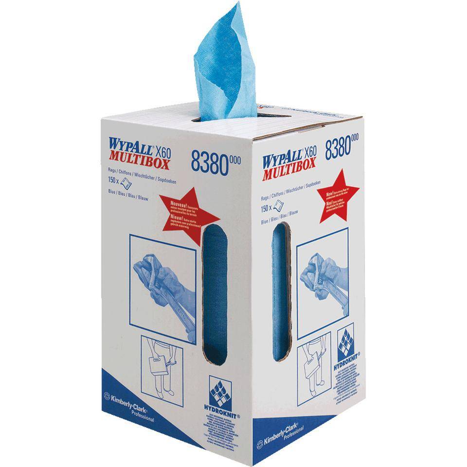 Kimberly-Clark Wischtücher Wypall® X60, blau, HYDRONIT™, 25x42cm, 150/Rolle