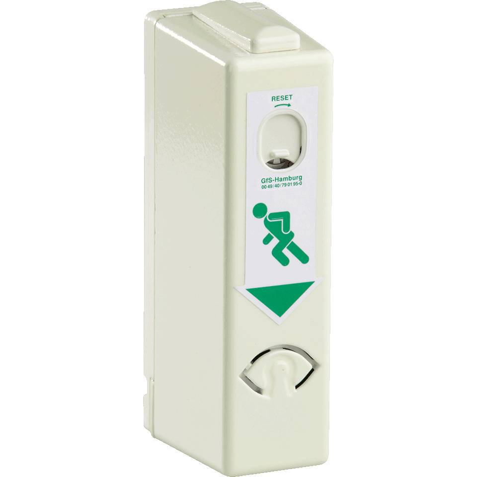 EH-Türwächter, ohne Voralarm, DIN/EN 179, für Türklinken, Aluguss, lang nachleuchtend, 52x175mm