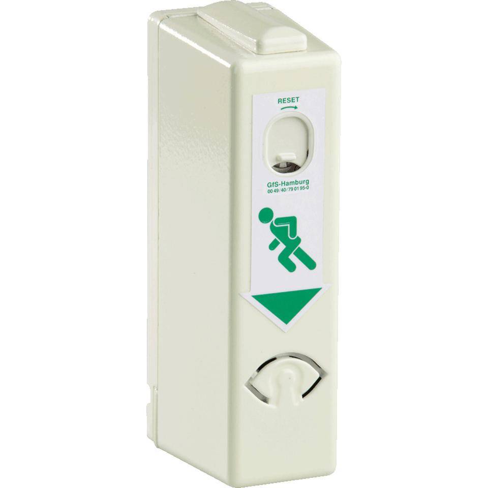 EH-Türwächter, ohne Voralarm, DIN/EN 179, für Türklinken, Aluguss, lang nachleuchtend, 52x175mm