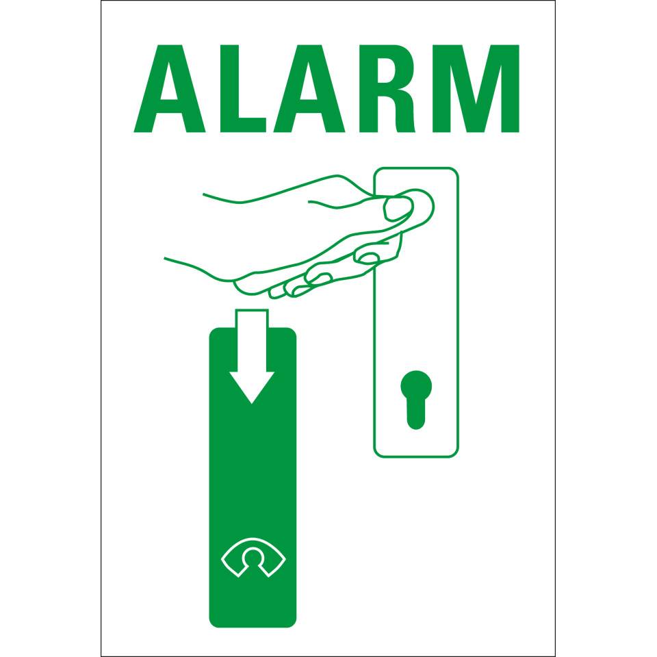 EH-Türwächter, ohne Voralarm, DIN/EN 179, für Türklinken, Aluguss, lang nachleuchtend, 52x175mm