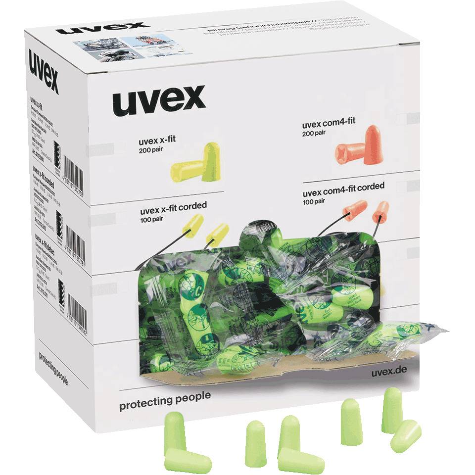 uvex Gehörschutzstöpsel x-fit, ohne Kordel, Kat.III, lime, PU-Schaumstoff, 200/VE