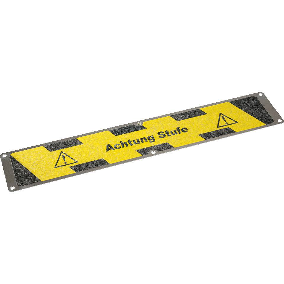Platte Achtung Stufe,mit 3M Antirutschbelag,R13,schwarz/gelb,Aluminium,114x635mm
