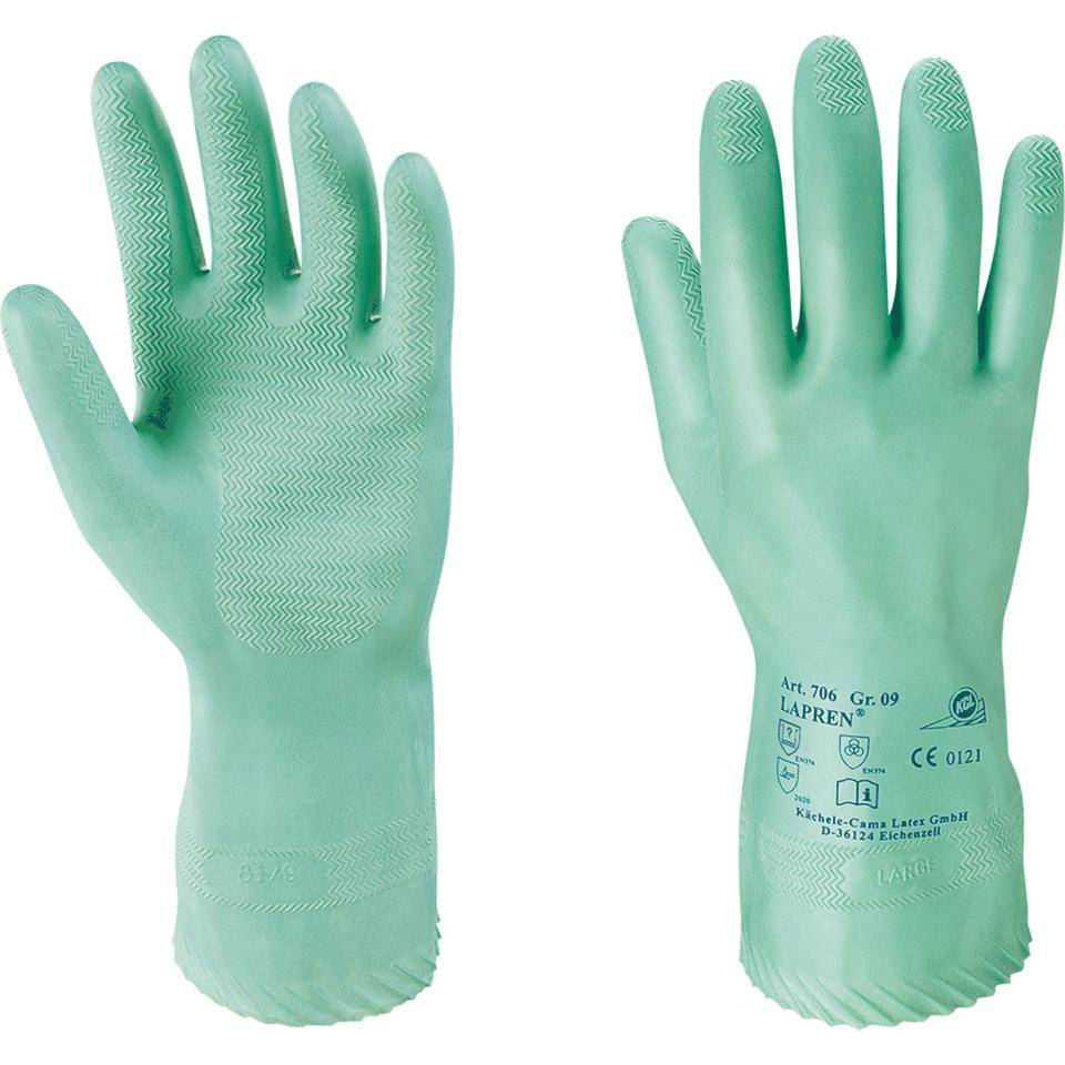 KCL Chemikalien-Schutzhandschuh Lapren® 706, Kat.III, grün, Latex, 310mm, Größe 7