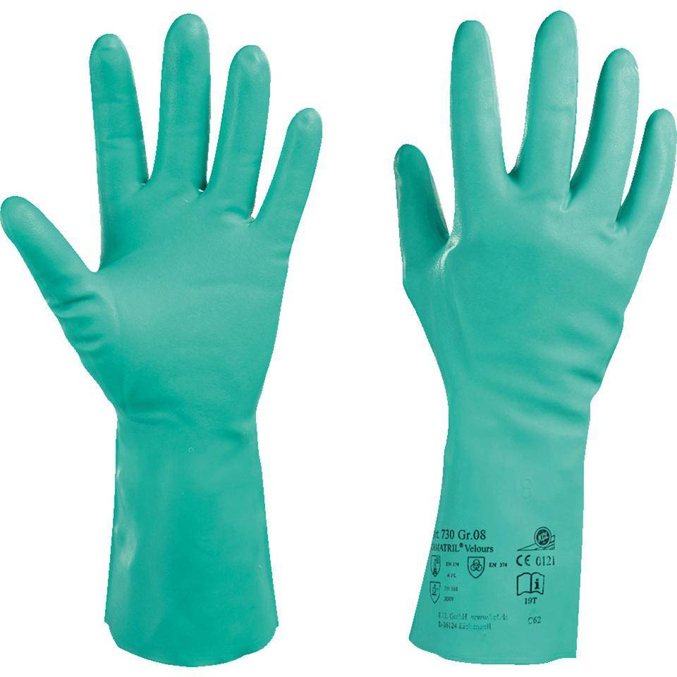 KCL Chemikalien-Schutzhandschuh Camatril® 730, Kat.III, grün, Nitril, 310mm, Größe 8