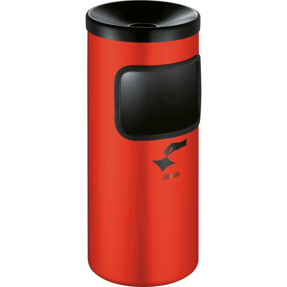 Abfall-/Ascher-Kombination, zur Bodenaufstellung, rot, Stahlblech, 10 l
